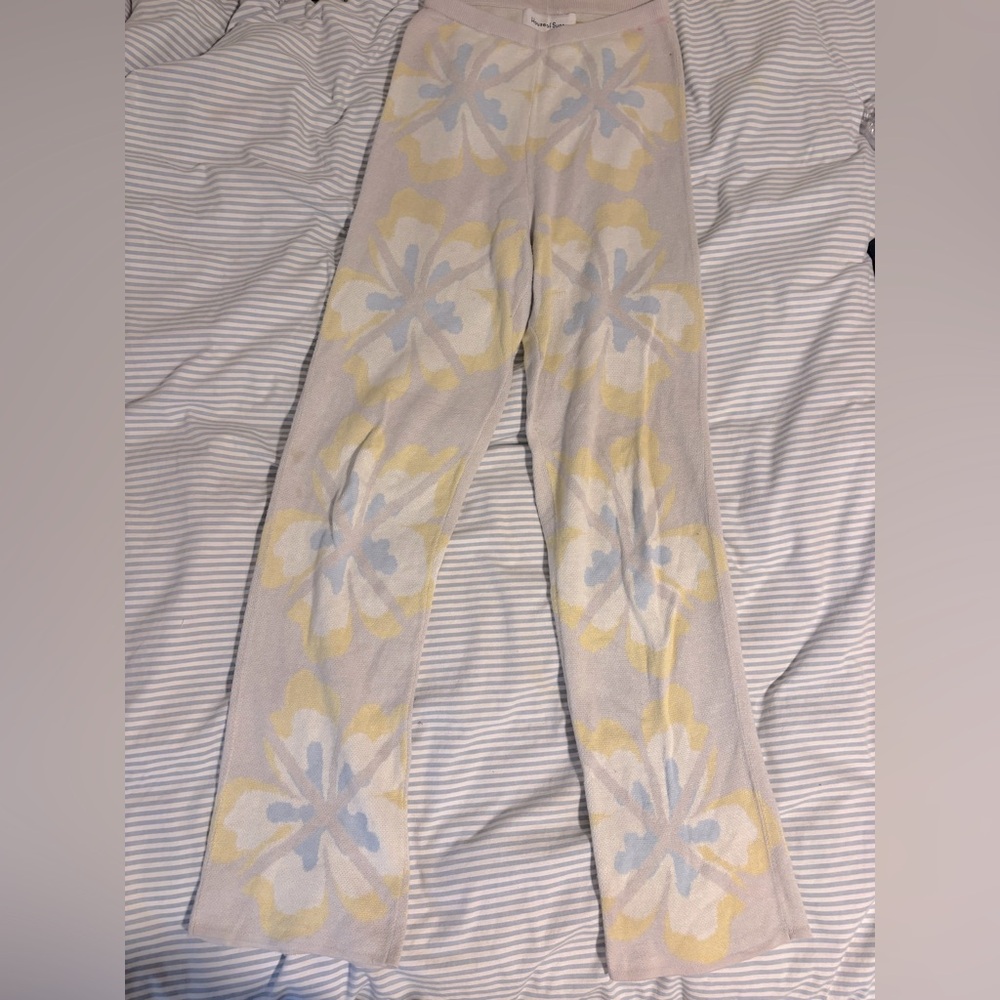 House of Sunny Floral Patterned Knit Pants